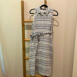 Sandra Darren sleeveless blue and white striped dress